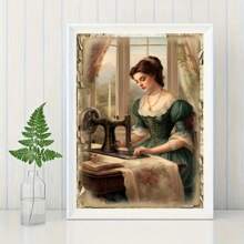 1pc [30*40cm/11.8*15.7in]5D Acrylic Diamond Painting Kit, Vintage Elegant Lady Pattern, Suitable For Adult Beginners DIY Mosaic Diamond Art, Full Diamond Handmade DIY Diamond Painting, Suitable For Living Room, Bedroom, Office Wall Decoration Hanging Painting, Surprise Art Home Decor Gift For Family And Friends, Frameless