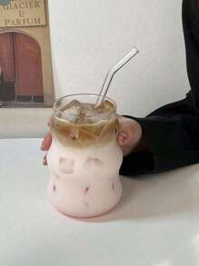 Glas Kaffeetasse (mit Strohhalm und Untersetzer), geeignet für den Heimgebrauch, geeignet für Frauen, zum Zubereiten von Tee, Milch und anderen Getränken, geeignet für heiße und kalte Getränke, transparent und langanhaltend, geeignet für Kaffee, Tee, Milch und konzentrierte Säfte in allen Jahreszeiten, Geburtstagsgeschenk, Haushaltsgut, exquisites persönliches Geschenk für Ihre Liebsten