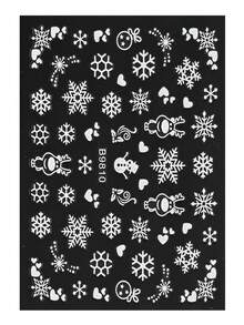 30 张雪花美甲贴纸 - 30 件 3D 圣诞美甲贴花白色雪花 ^雪人麋鹿雪设计美甲冬季圣诞新年 DIY 美甲装饰用品 - 白色 - 查看 5