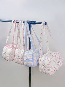 1 Peça Bolsa de Transversal Estilo Fofo e Doce, Bolsa de Mão Rosa Pequena na Moda, Bolsa de Ombro Acolchoada Floral Portátil, Bolsa de Baixo do Braço Simples para Transporte, Bolsa Multiuso para Viagem e Maquiagem, Bolsas Versáteis para Presentes, Aniversário, Amigos e Professores