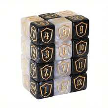 12pcs/24pcs MTG Dice Counter Set - Black Dice With Bold Yellow Number 1-6 And 7-12, Plastic D6 Dice, For Magic: The Gathering, TCG, RPG, Card Games - Basic Game Accessory, Family Dice Game Series - Multicolor - View 2