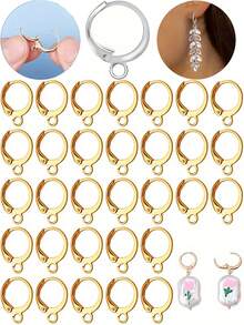 20/50pcs Earring Hooks, Earring Findings, Lever Back Earrings, Earring Wires, Suitable For Men And Women, For Earring Making, In Gold And Silver Color
