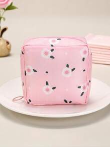 1Pc Portable Sanitary Napkin Storage Bag, Zippered Oxford Cloth Pouch For Travel, Toiletries, Makeup & Lipstick – Boho Style Gift For Women & Teens (School/Office/Back To School)