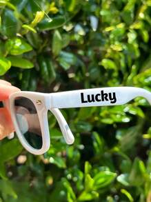 1pc/ Custom Name Glasses - Personalized Text Lightweight Full-Frame Casual And Fashionable Glasses With Colored Lenses | Wide Version Suitable For Weddings, Bachelor Parties, Valentine's Day And Birthday Gifts, Modern Glasses Design, Simple Frame
