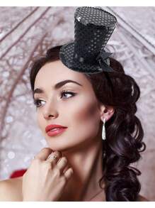 Mini Top Hat Headband Sequins Tea Party Headpiece Fascinator 1920s Gatsby Party Costume Accessory For Women Lady Gril ,Hair Accessories, Tiny Hats, Derby Hat , Mini Cap, School Stuff, Gifts, Wedding