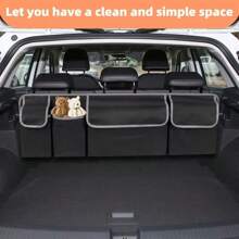 Sac de rangement pour le coffre de voiture, avec 4 poches, organisateur multifonctionnel pour le coffre, sac de rangement pour la banquette arrière avec 3 sangles réglables