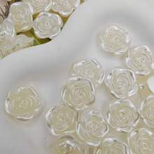 60 piezas de abalorios de flores de rosa de acrílico para manualidades de joyería DIY, surtido de abalorios transparentes de flores de rosa de 16 mm para hacer pulseras, collares y proyectos de artesanía