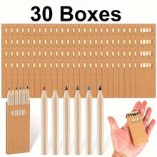 5/10/30 Box Mini Coloring Pencil Set, 3.5 Inch Portable Chunky 6 Different Color Pencils, Bulk Pre-Sharpened Colored Pencils For Art Class School Supplies, Small Birthday Gift, Christmas, Holiday Gift School Supplies, Back To School - Many - View 4