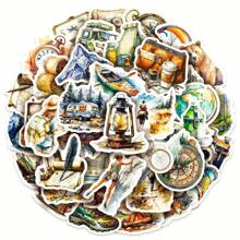 50/100Pcs Cartoon Outdoor Camping Posters, Beach Surfing Craft Supplies & Stickers, Graffiti Watercolor Summer Hiking Durable Stickers, Adventure Sports Packaging Sealing Label Stickers, For Party, Scrapbook, Gifts, Journaling, Laptop, Skateboard, Bikes, Bottles, Phone, Notebooks, Car