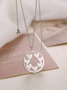 Customized Multi-Name Necklace Heart-Shaped Couple Necklace, Minimalist Style Personalized Necklace With Multiple Names Of Family Members, Stainless Steel DIY Name Necklace Student Teacher Back To School Season Jewelry