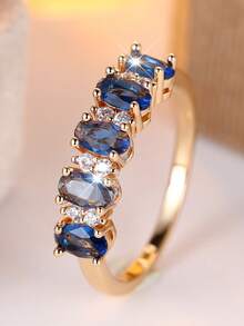 1 pieza Anillo de compromiso/matrimonio clásico y de lujo, con estilo minimalista, adecuado para uso diario, propuesta, banquete, fiesta, estilo real - anillo - Ver 3