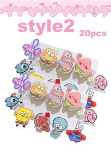 SPONGEBOB Attache-cheveux mignon en forme de cœur girlish avec Katong SquarePants, pince à cheveux en acrylique, franges, cheveux abimés, pince latérale pour enfants, accessoire pour cheveux, pinces à griffes, pinces à cheveux, barrette, pinces à cheveux