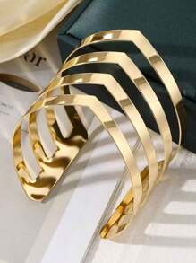 4-reihige luxuriöse, retromodische, verstellbare und stapelbare Armreifen, goldfarbene Metallbangles-Armbänder als Schmuckgeschenk für Frauen und Männer für den täglichen Gebrauch, Partys und Feiertage