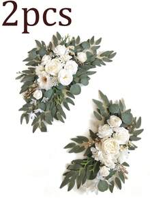 2 件/圣诞婚礼/生日派对金色背景架（花环装饰），金属气球拱门架带花环装饰套装，适用于派对婚礼/冬季假期大型宴会仪式万圣节派对背景装饰（派对礼物/户外/室内家居装饰） - 金色 - 查看 14