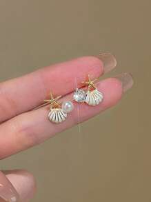 6 pièces/Set de boucles d'oreilles à clous avec décoration minimaliste de coquillage, étoile de mer et . Design mignon et doux parfait pour un port quotidien et des occasions spéciales pour femmes