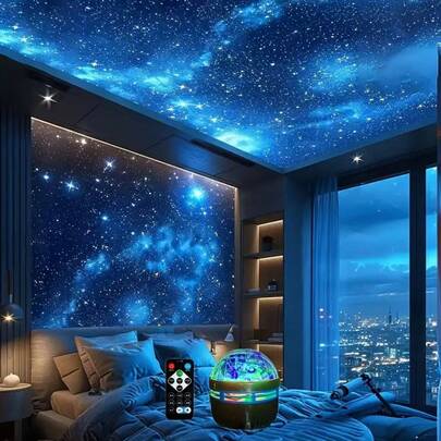 1 Stück Sternenhimmel Sterngucker Projektor, kreatives kosmisches Galaxie-Design für das Lernen von Kindern, dekorative Atmosphäre LED Nachtlicht mit Fernbedienung, USB betrieben, wunderschöne Kunst