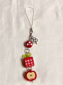 1 件可爱“好运”苹果形手机/包饰物、装饰吊坠、防丢失 USB 支架 - 彩色 - 查看 9