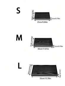 1PC 黑色木质托盘适用于咖啡馆、家庭、甜点、茶、面包、小吃和杯子。也适用于食物、蛋糕、沙拉、水果、寿司、饮料、牛排、披萨和带有纹理的哑光饰面服务盘。 - 黑色 - 查看 2