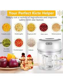 Gift For Mom, Kitchen Electric Vegetable Blender, Kitchen Utensils Portable Mini Meat Grinder, Pulverizer, Home Electric Garlic Press, Cordless Pulverizer, Garlic Slicer, Portable Compact Design, Easy To Use Kitchen Tool - trắng - Xem 7