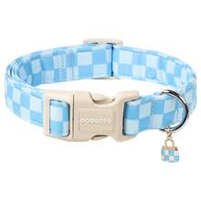DOGWONG Colorful Checkered Dog Collar - Adjustable Plaid Pet Collar For Small, Medium & Large Dogs | Cute Boy/Girl Design, Durable & Stylish - Blue Checkered - ô vuông màu xanh - Xem 16