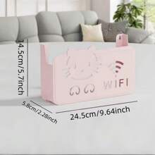 1pc Router Storage Box, Fits Standard Router Size, Cute Wall-Mounted Storage, Plastic Material Router Holder, Adorable Cat Design, Cat Face & WiFi Details, Does Not Block Signal, Suitable For Household Network Device Organization