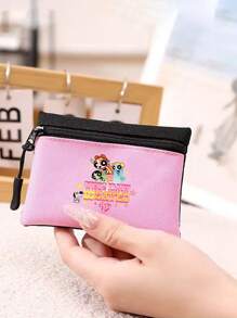 THE POWERPUFF GIRLS Versatile Mini Policewoman Pattern Coin Purse Unisex Simple Contrast Color Zipper Coin Pouch Card Holder For Women Wallet Mini Wallet Purse Wallet Travel Wallet Coin Wallet School Supplies