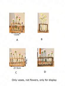 桌面玻璃植物繁殖站试管植物玻璃容器木质支架适用于水培植物切割办公室家居装饰 - 1pc - 查看 10