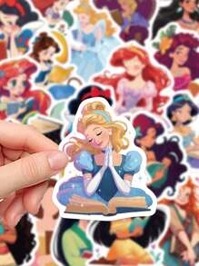 Disney 50pcs Princess Stickers, Cute Cartoon Decals Featuring Snow White Elsa & More Fairy Tale Characters For & Fans Fan Merchandise Charming Decals Paper Stickers School Supplies,Back To School