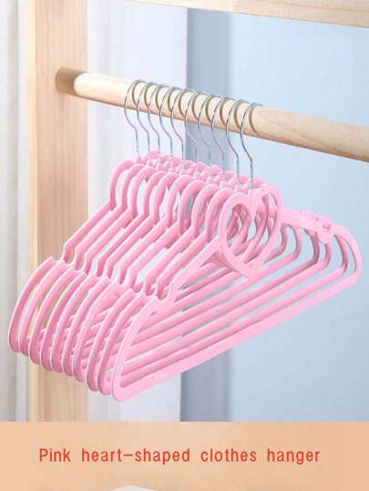 1/10 Stück rosa Herz Kunststoff Kleiderbügel - Trocken und nass doppelt nutzbar rutschfest und spurenlos, Kleiderbügel für Mädchen, Heim- und Deko für Studentenwohnheime, starke Belastbarkeit für den Sommer