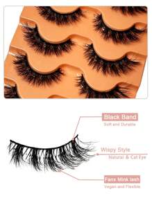5 pares de pestañas postizas 5D, pestañas gruesas rizado ruso a imitación de pelo de mink