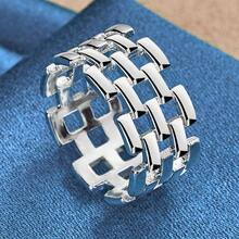925 Sterling Silver Plated Ring With Weave Hollow Design For Man Ladies Fashion Jewelry Wedding Engagement Party Creative Accessory For Daily Wear & Vacation Idea Gift - Silver - View 1