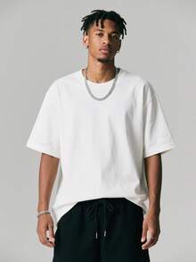 1 Pack Men's T-Shirt, 220g Cotton Heavyweight American Men's Apparel, Soft Fabric With Some Thickness Of T-Shirt - 白色 - 查看 4