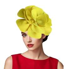 1pc Exaggerated Large Rose Flower Headpiece Fascinator Hat Women Wedding, Tea Party Hair Accessories, Kentucky Derby Bridal Hair Accessories, Luxury Headpieces Yellow Headband Halloween Rave Hair Accessories, Gifts