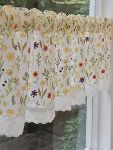 1 件花卉图案窗帘，法式花卉和碎花浪漫窗帘/窗帘/咖啡厅窗帘，适用于客厅、厨房、卧室窗帘家居装饰房间装饰