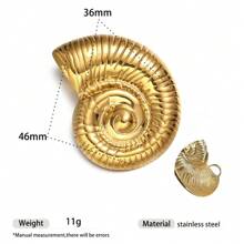 1pc Fashionable Luxury 18K Gold Stainless Steel Sea Conch, Starfish And Sun Pendant Necklace, Versatile Accessory For Women
