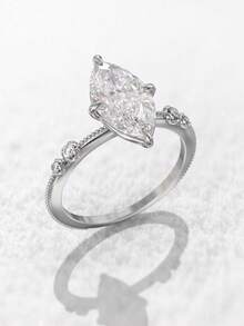 1枚925纯银经典四爪镶嵌马眼戒指，女士经典透明闪亮戒指，银戒指，复古风格，可作指环饰品或礼物 - 四爪手鑲馬眼 - 查看 6