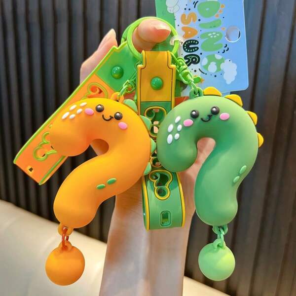Cartoon Question Mark Dinosaur Doll Mobile Phone Chain Keychain Home Decoration Hanging Decoration Backpack Decoration Accessories Colorful Doll Pendant Car Key Pendant Holiday Gift