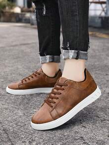 (Suggest Sizing Up) Men's Casual Sports Skateboard Shoes, Non-Slip, Student Sports Skateboard Shoes, Versatile All Season Casual Student Sports Shoes - Brown - View 4