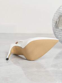 Women Shiny Patent Leather High Heels, 2025 New Design White Fashionable Ladies Pumps