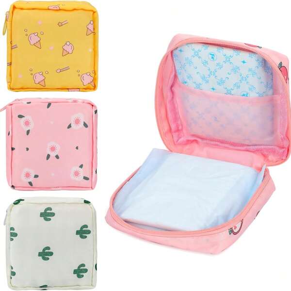 Sanitary Pad Storage Bag, Menstrual Bag, Portable Nylon Oxford Cloth Menstrual Cup Bag, Washable And Waterproof Reusable, Suitable For Teenage Girls And Women