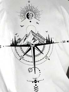 Manfinity Men's Printed Drop Shoulder T-Shirt - White - View 4