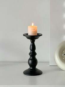 1pc Vintage-Inspired Black Iron Candle Holder - Perfect For Romantic Dinners, Weddings & Valentine's Day Decor Tabletop Lacquered Finish, No Battery Required, Fits Universal Holiday Decorations