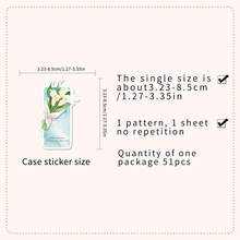 50pcs Cute Floral Themed Bookmarks, Decorative Plant & Flower Stickers For Notebooks, Cups, Tablets Room Decor Bedroom Decor Kitchen Decor Wall Sticker Wall Decor