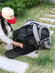 宠物笼，猫笼，宠物手提袋，宠物吊带笼 - 适用于中型猫和体重不超过 15 磅的小型犬的软边猫笼，宠物携带袋，航空公司认可的旅行狗笼