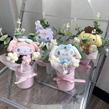 Sanrio Hello Kitty Bouquet Gift Box, Including Fabric Flowers And Leaf Pink Tones, Suitable For Home Decoration Such As Birthdays, Weddings, Anniversaries, Party Props, And Desktop Decorations. Celebration Gift | Charming Bouquet Design | Decorative Bow