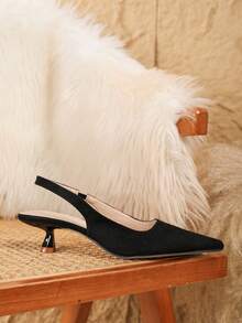 Women's Black Pointed Toe High Heel Shoes Fashion Pointed Toe Formal High Heel Shoes Fashionable Ankle Strap High Heel Shoes - Black - View 7