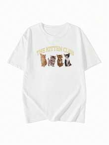 200g Pure Cotton T-Shirt 2025 Summer Ladies New Short Sleeve Pure Cotton Holiday Pattern Short Sleeve Round Neck Couple Wear Small Shirt Tops - 白色 - 查看 2