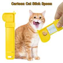 1pc Giraffe Shaped Cat Licking Spoon Food Squeezer, Single-Handed Pet Cat Snack Feeder, Yellow - Multicolor - View 12