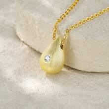 1pc Moissanite Pendant Necklace, 925 Sterling Silver 18K Gold Plated Teardrop Design, Low Allergy, Gift For Birthday, Mother's Day, Christmas, Graduation, Comes With GRA Certificate, Passable Tester Pen