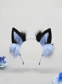 Fluffy Plush Faux Animal Ear Headband, Cute Anime Cosplay Wolf, Lynx, Bobcat Ears Hair Accessory